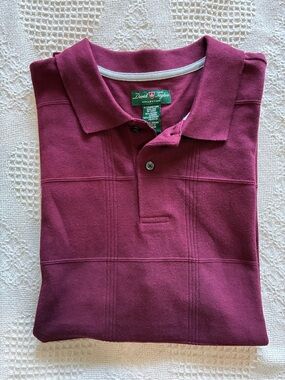 David Taylor Collection Vintage Short Sleeve Golf Polo Shirt Burgundy Men’s Sz L
